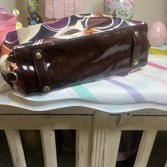 COACH Signature Hand Drawn Scarf Print ASHLEY Satchel Handbag Bag Purse F20034 - Picture 5 of 9